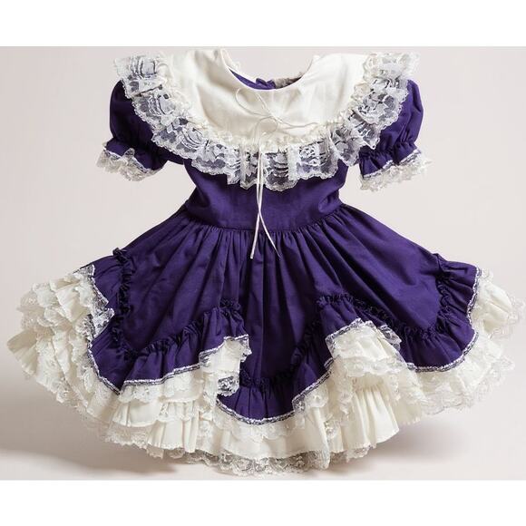 Vintage Lid'l Dolly's Purple Southern Belle Ruffle Pageant Dress Lace Sz 4 1995 - Picture 1 of 2